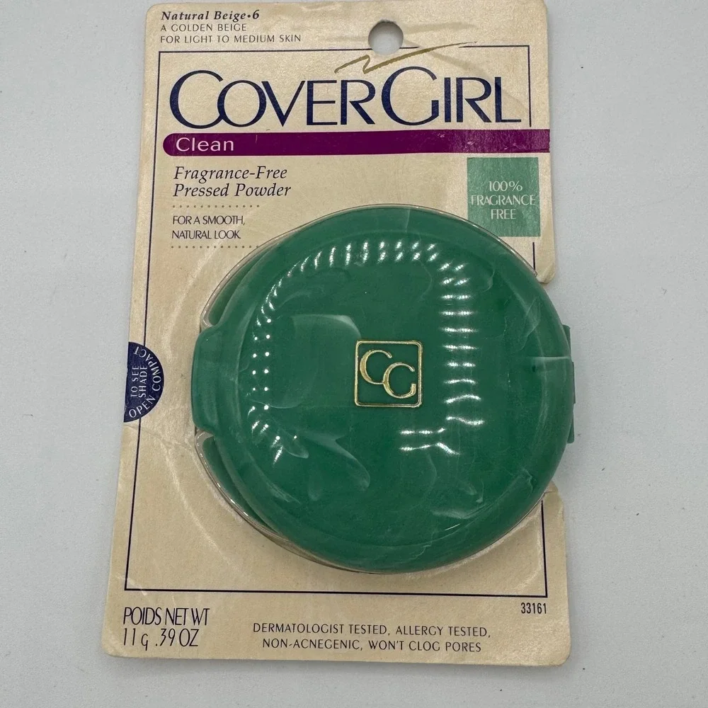 Vintage CoverGirl Clean Fragrance Free Pressed Powder Natural Beige 6 Green Case